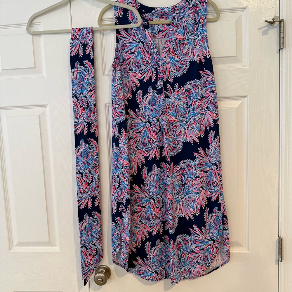 Lilly Pulitzer Navy and Pink Floral Dress